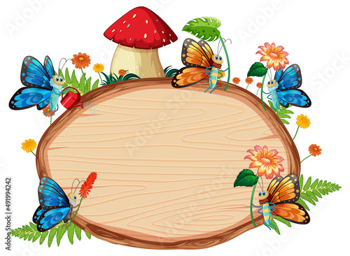 Insect with wooden frame board banner