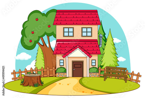 A simple house in nature background