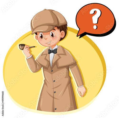 Detective looking for clues in template