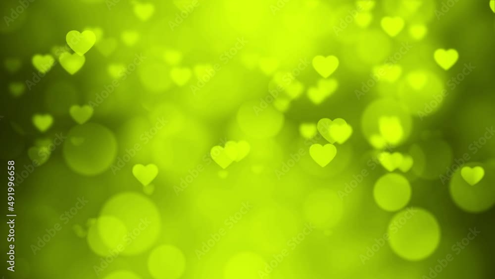 Green Colour Heart Shapes Seamless Loop Particles Background - 4K Resolution Video