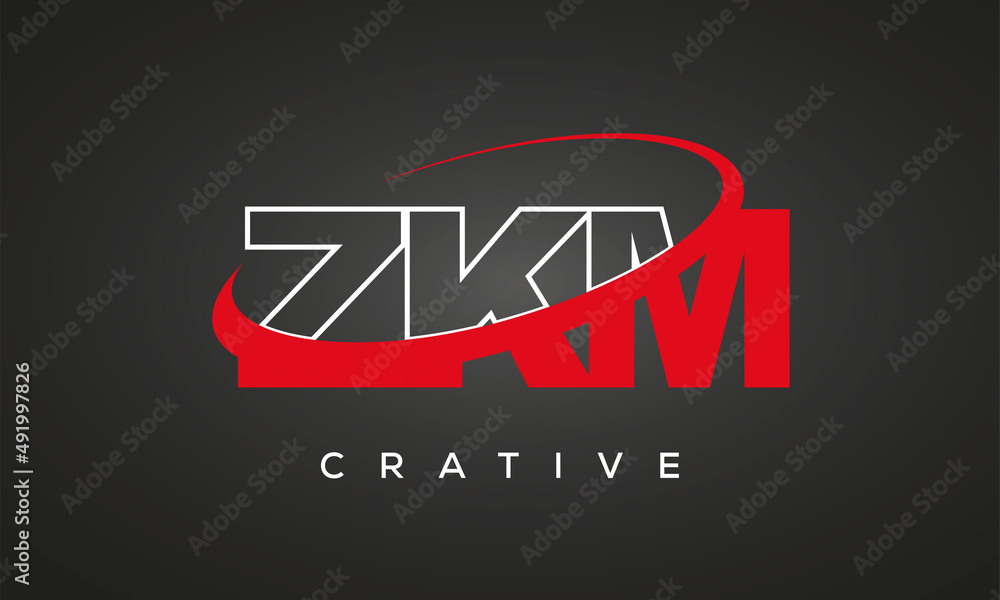 ZKM creative letters logo with 360 symbol vector art template design