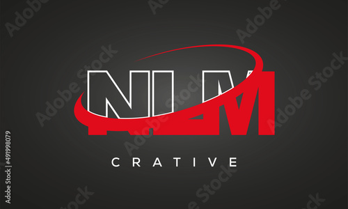NLM creative letters logo with 360 symbol vector art template design photo