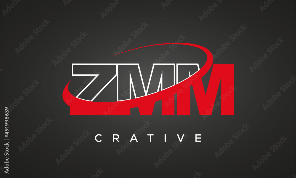 ZMM creative letters logo with 360 symbol vector art template design