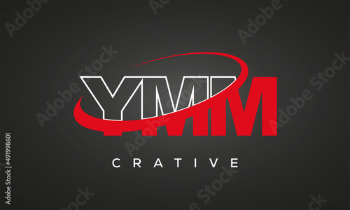 YMM creative letters logo with 360 symbol vector art template design