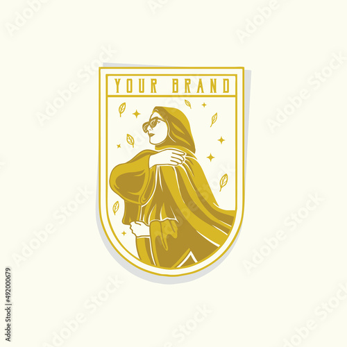 women fashion hi jab muslim mascot logo