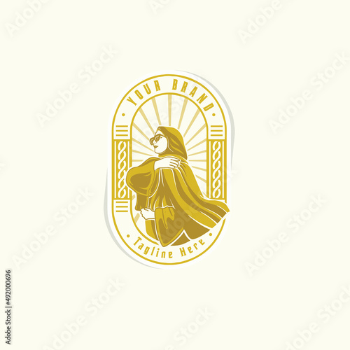 women fashion hi jab muslim mascot logo