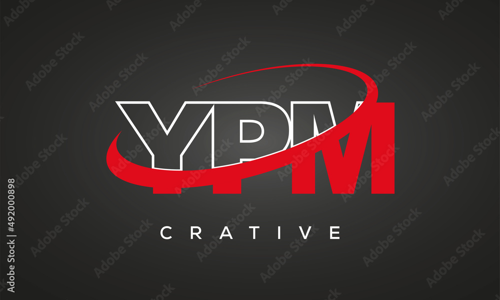 YPM creative letters logo with 360 symbol vector art template design	