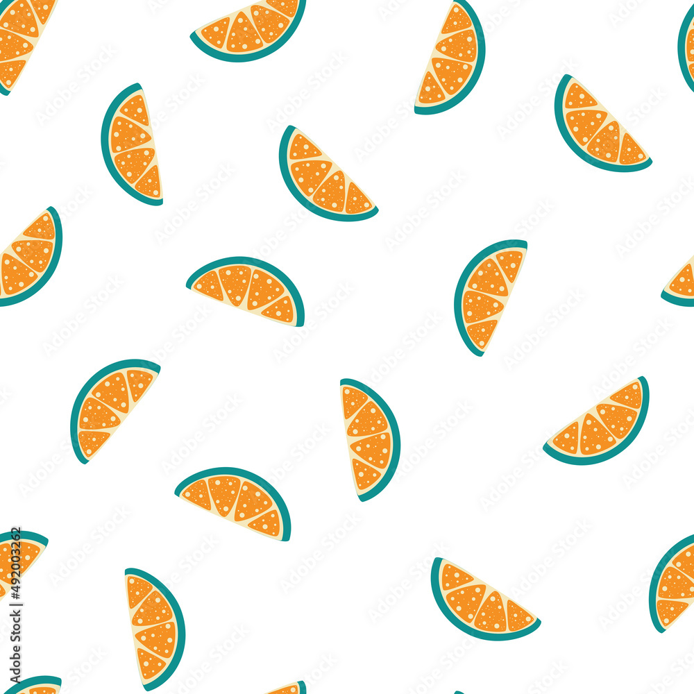 Obraz premium Lemon slice seamless pattern. Sweet summer fruit background. Perfect for textile, wallpaper and scrapbook. Vector cartoon illustration