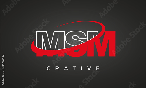 MSM creative letters logo with 360 symbol vector art template design 
