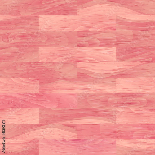 Realistic Pink Wood textured seamless pattern. Wooden plank, board, natural pink floor or wall repeat texture. Vector wood grain print for nursery design, baby girl interior, decor, photo background