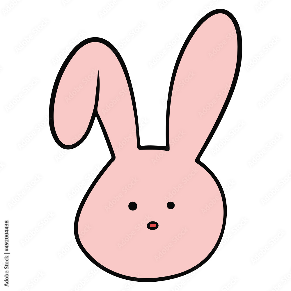 Fototapeta premium easter bunny face hand drawn doodle flat color design
