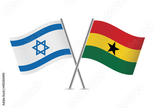 Free Download Israel and Ghana crossed flags. Israeli and Ghanaian flags, isolated on white background. Vector icon set. Vector illustration. - GFXLoad