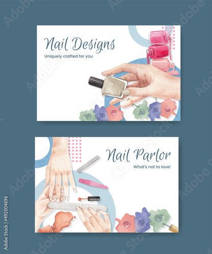 Facebook template with nail salon concept,watercolor style