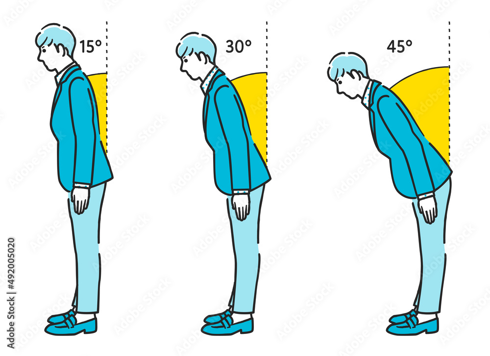 お辞儀のマナー（会釈、敬礼、最敬礼） Stock ベクター | Adobe Stock