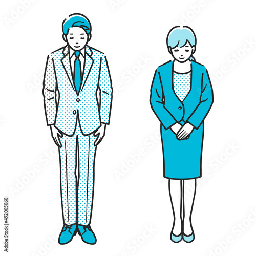 お辞儀をする男性と女性
