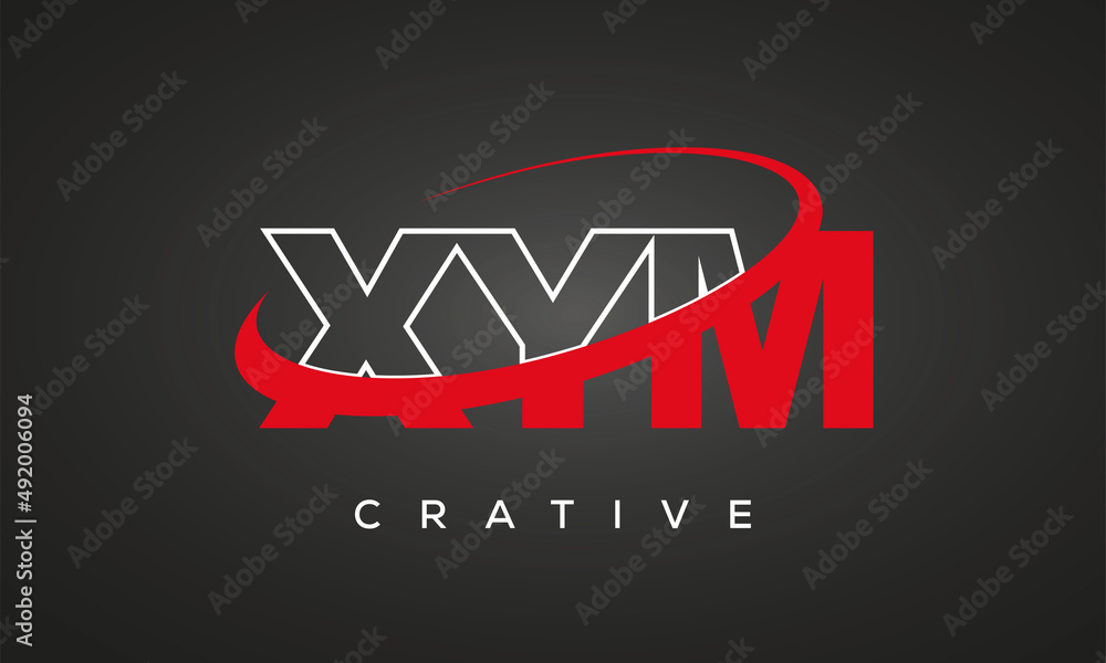 XYM creative letters logo with 360 symbol vector art template design	