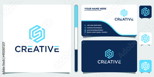 Letter s simple unique modern clean monogram minimal vector logo design with business card 
