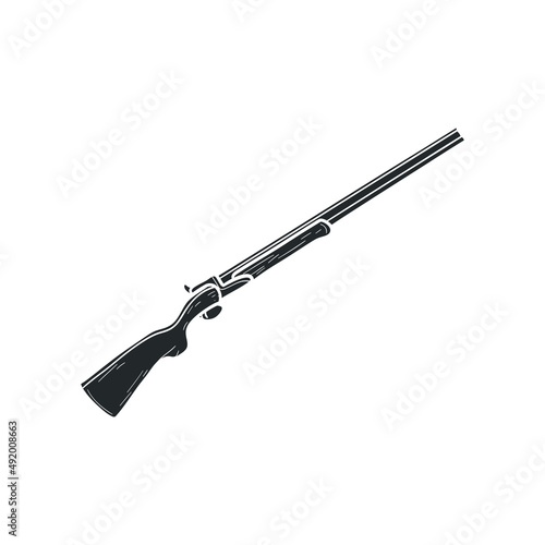 Shotgun Icon Silhouette Illustration. Rifle Weapon Ammo Vector Graphic Pictogram Symbol Clip Art. Doodle Sketch Black Sign.