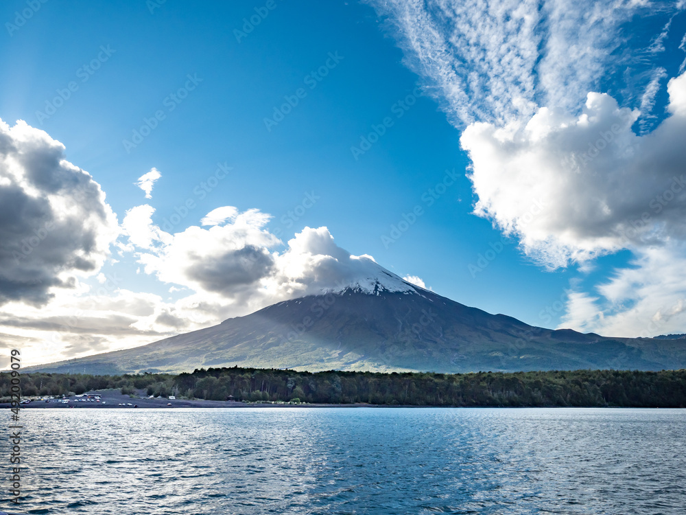 Todos los Santos (Allsaints) lake with the snow-capped Osorno volcano in the background, Vicente Rosales National Park, Puerto Varas, Chile