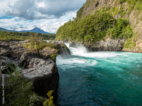Petrohué Waterfalls downstream from the Todos los Santos Lake, Vicente Rosales National Park, Puerto Varas, Chile photo