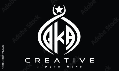 QKA curved oval three letters monogram initial geometric minimalist modern creative logo design vector photo