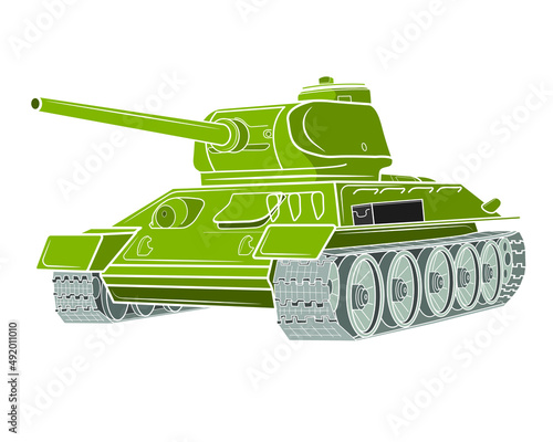 Realistic military tank isolated on white background. Vector illustration.
