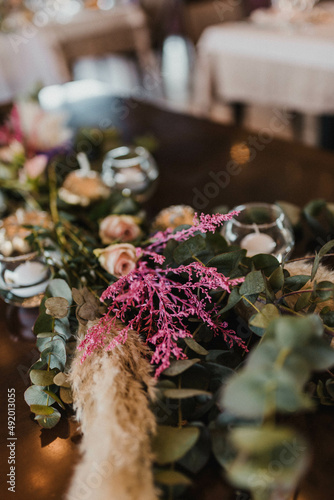 Table setting for an event party or wedding reception stock photo.