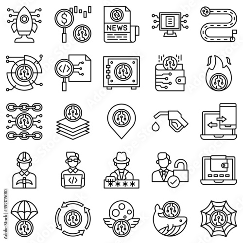 DeFi line icon set 2, vector illustration