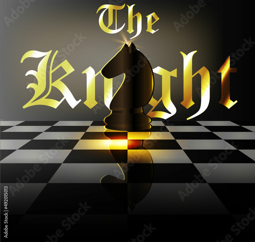 Illustration of a black king chess piece on chess board