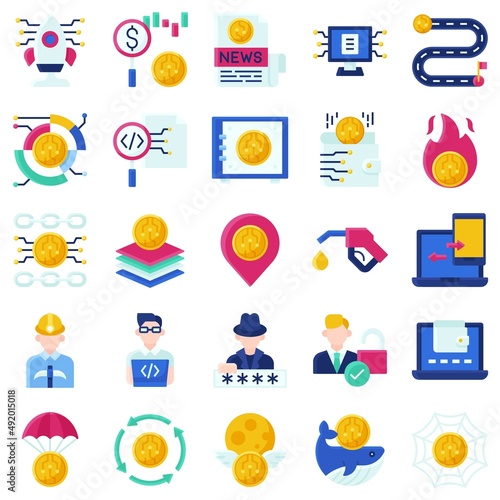 DeFi flat icon set 2, vector illustration