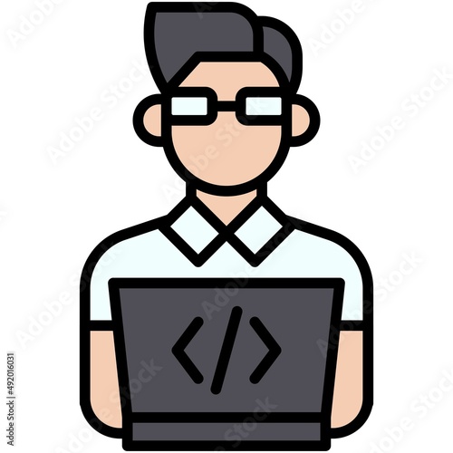 Developer icon, DeFi related vector illustration