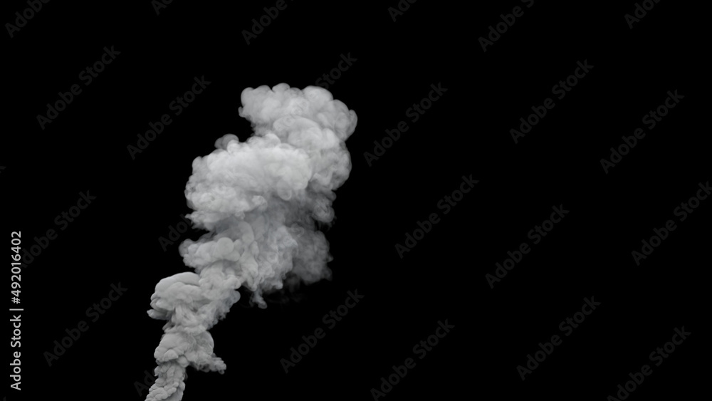 grey toxic smoke exhaust from coal power plant on black, isolated - industrial 3D illustration grey toxic smoke exhaust from coal power plant on black, isolated - industrial 3D illustration