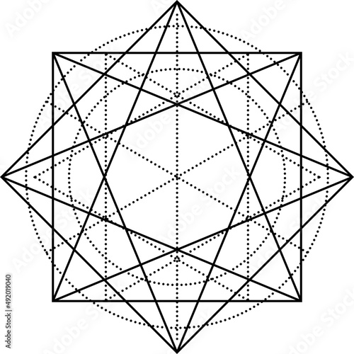 Decorative sacred geometry element, isolated esoteric mandala