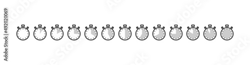 モノクロのタイマー時計のベクターイラストアイコンセット