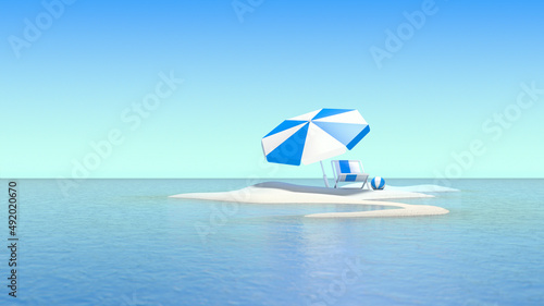 Fototapeta Naklejka Na Ścianę i Meble -  beach umbrella on the beach with umbrella