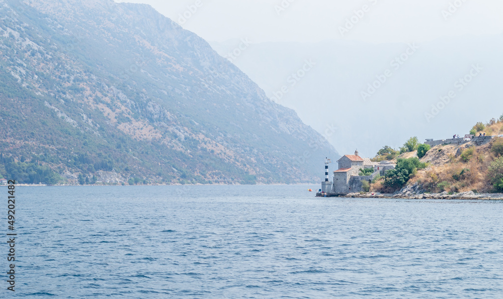 Entrance from the sea to the Bay of Kotor, Montenegro.