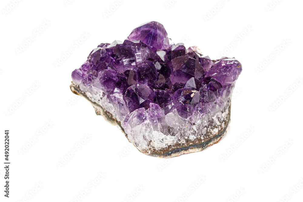 Amethyst Crystal Druse macro mineral on white background Amethyst Crystal Druse macro mineral on white background