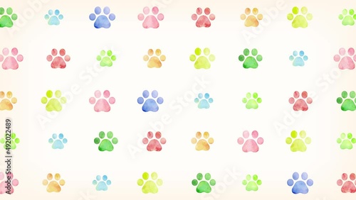 Wallpaper Mural 肉球イラストのパターン背景（10秒ループ） Torontodigital.ca