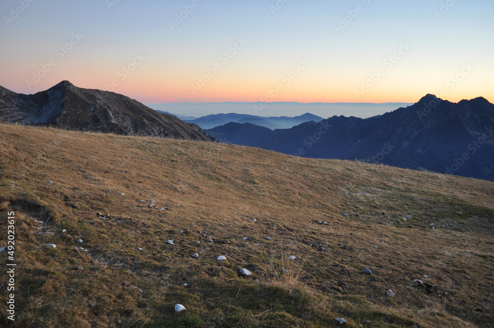 Sunset on Val Seriana. Italian Alps