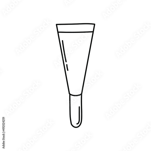Cosmetic tube vector doodle illustration, concealer, cream for skin around eyes, make up product