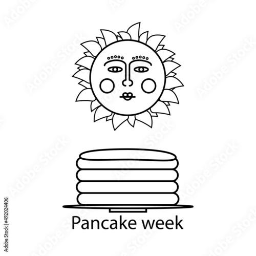 Maslenitsa pancakes and sun sign. Pancake week eps ten
