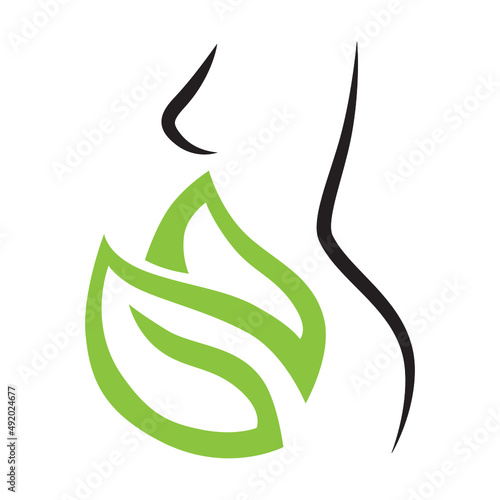 woman body with leaves