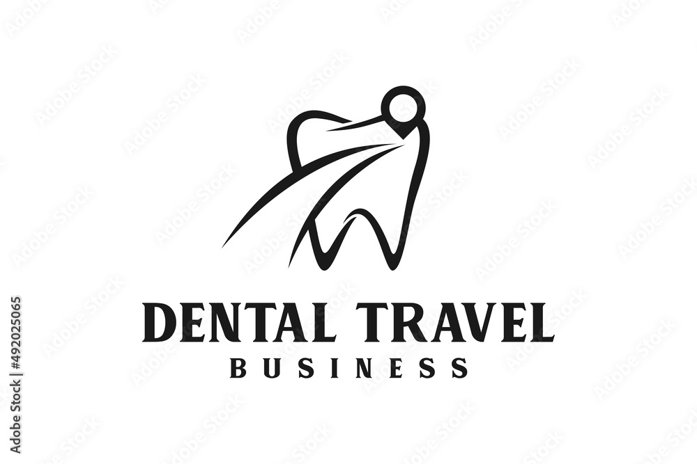 Fototapeta premium Tooth Teeth Dental dentistry with Compass for Dentist Travel Logo design