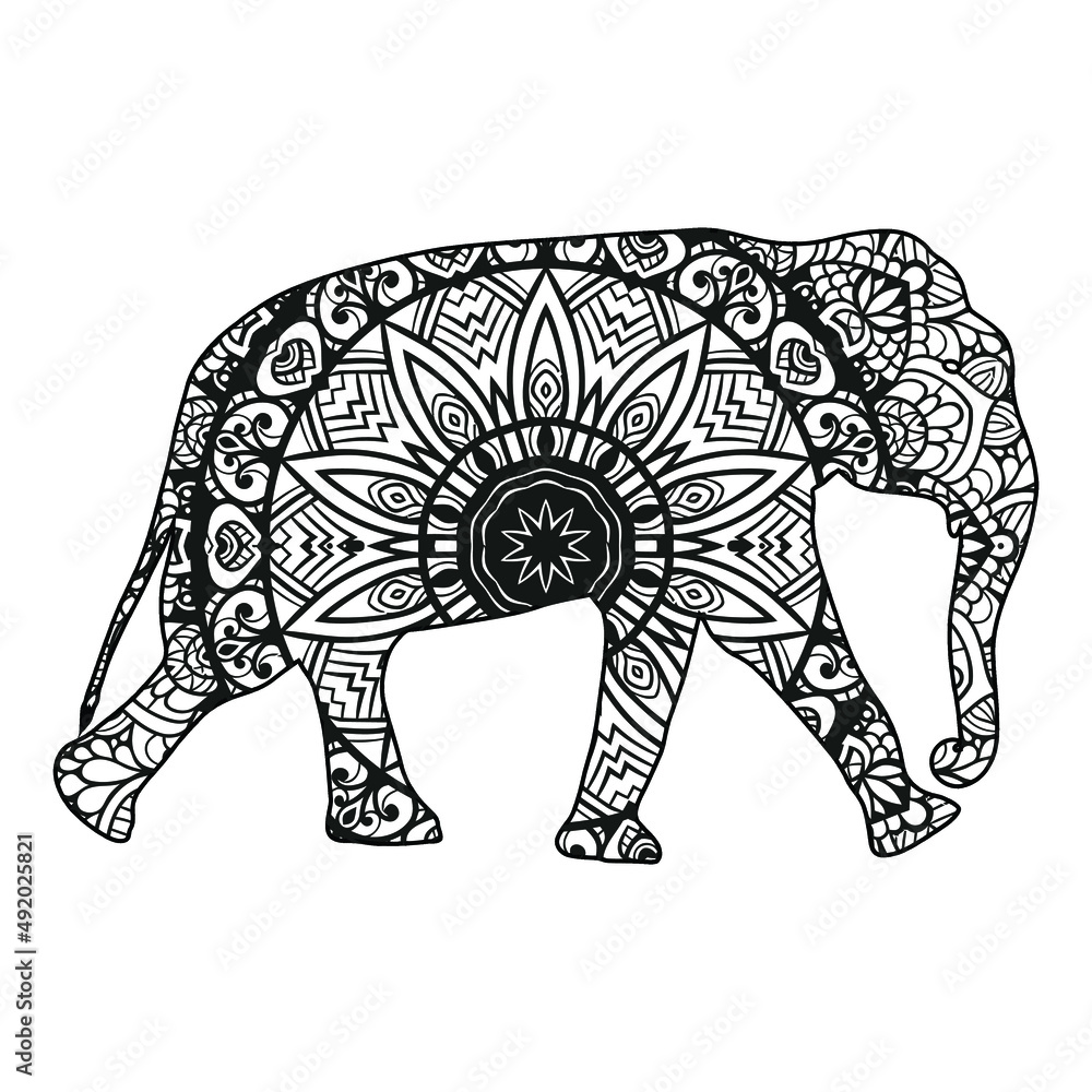 Obraz premium Elephant mandala coloring page for kids