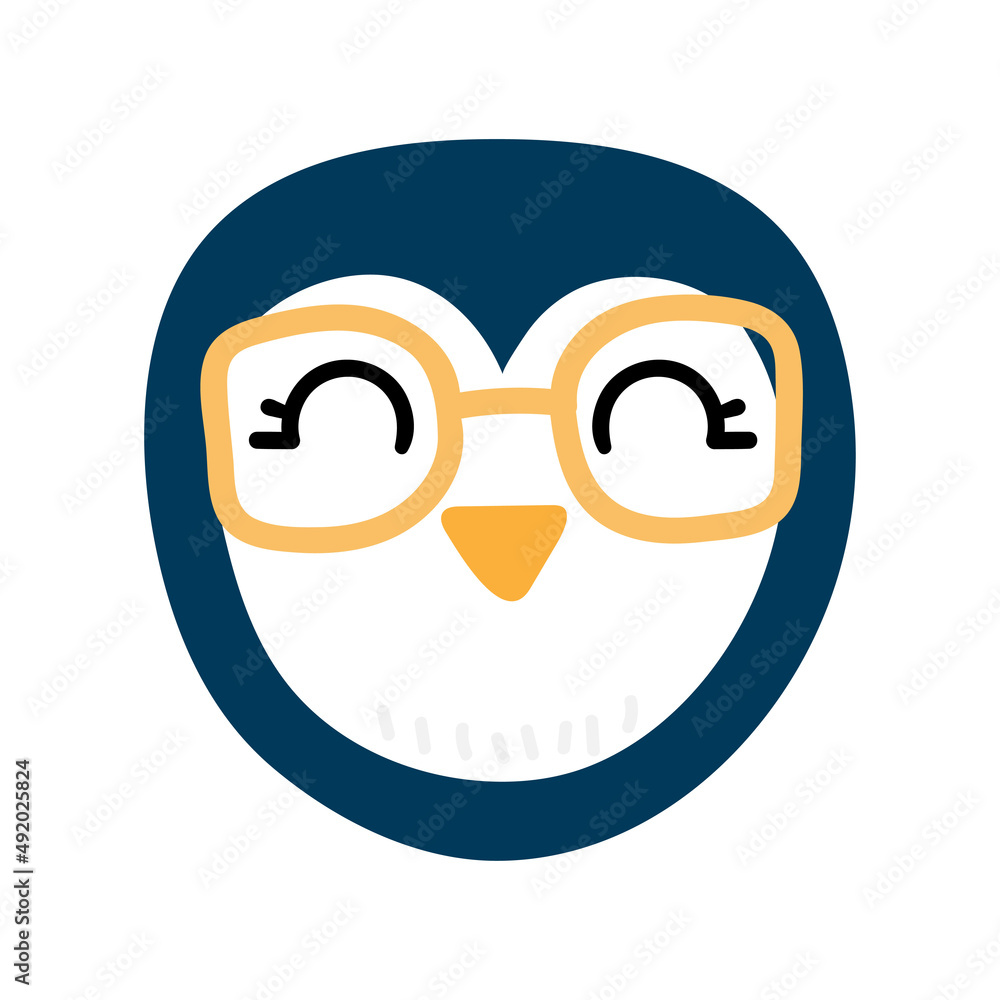 Hand drawn cute penguin head Hand drawn cute penguin head