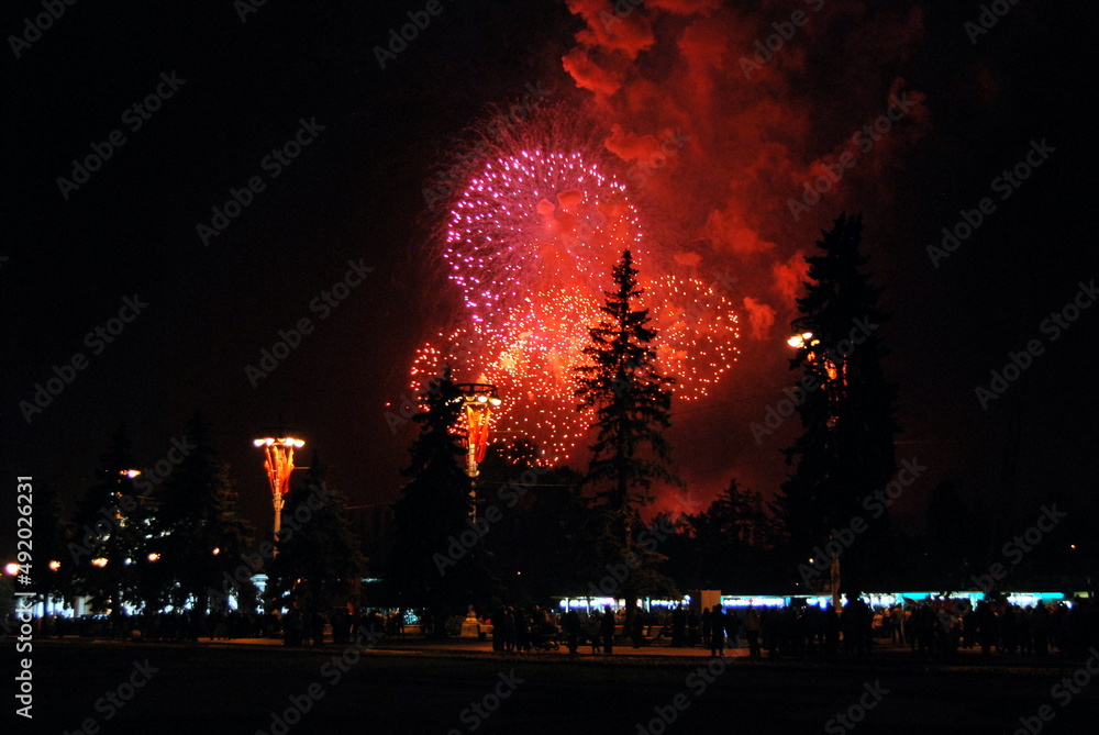 Night festive fireworks