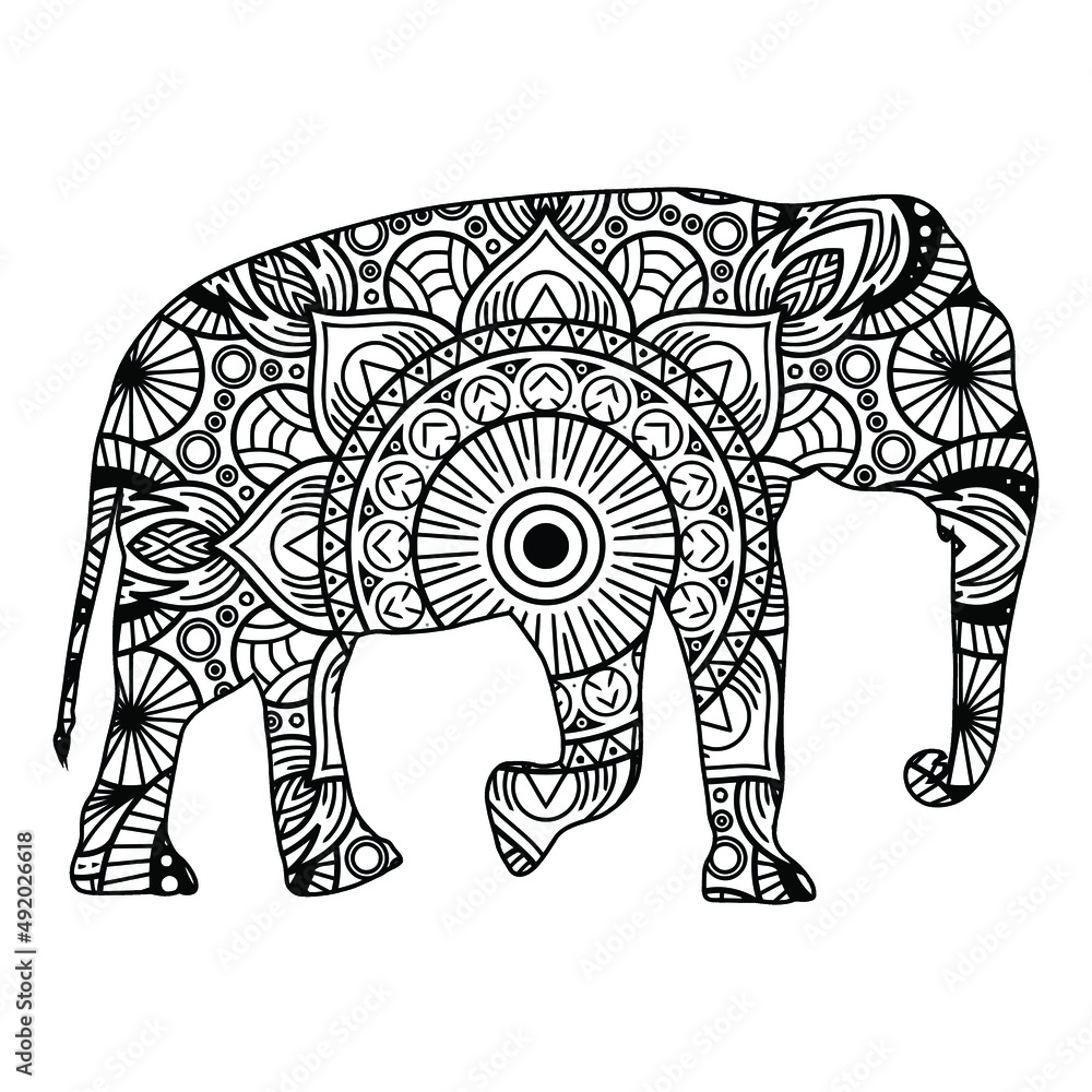 Obraz premium Elephant mandala coloring page for kids