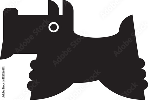 Scottish Terrier as Short-legged Dog Breed with Thick Fur Depicted in Flat Style