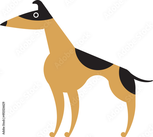 Whippet as British Dog Breed of Medium Size Depicted in Flat Style