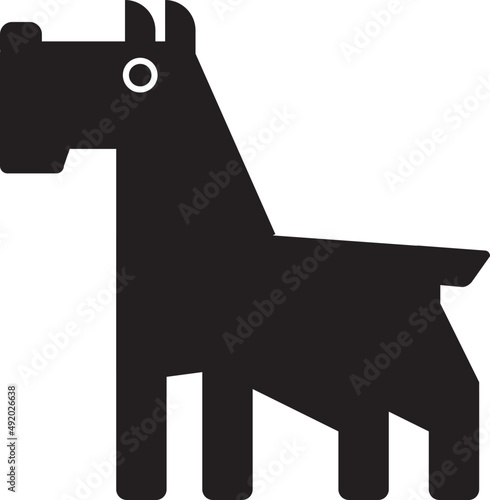 Black Giant Schnauzer as Dog Breed with Thick Fur and Beard Depicted in Flat Style